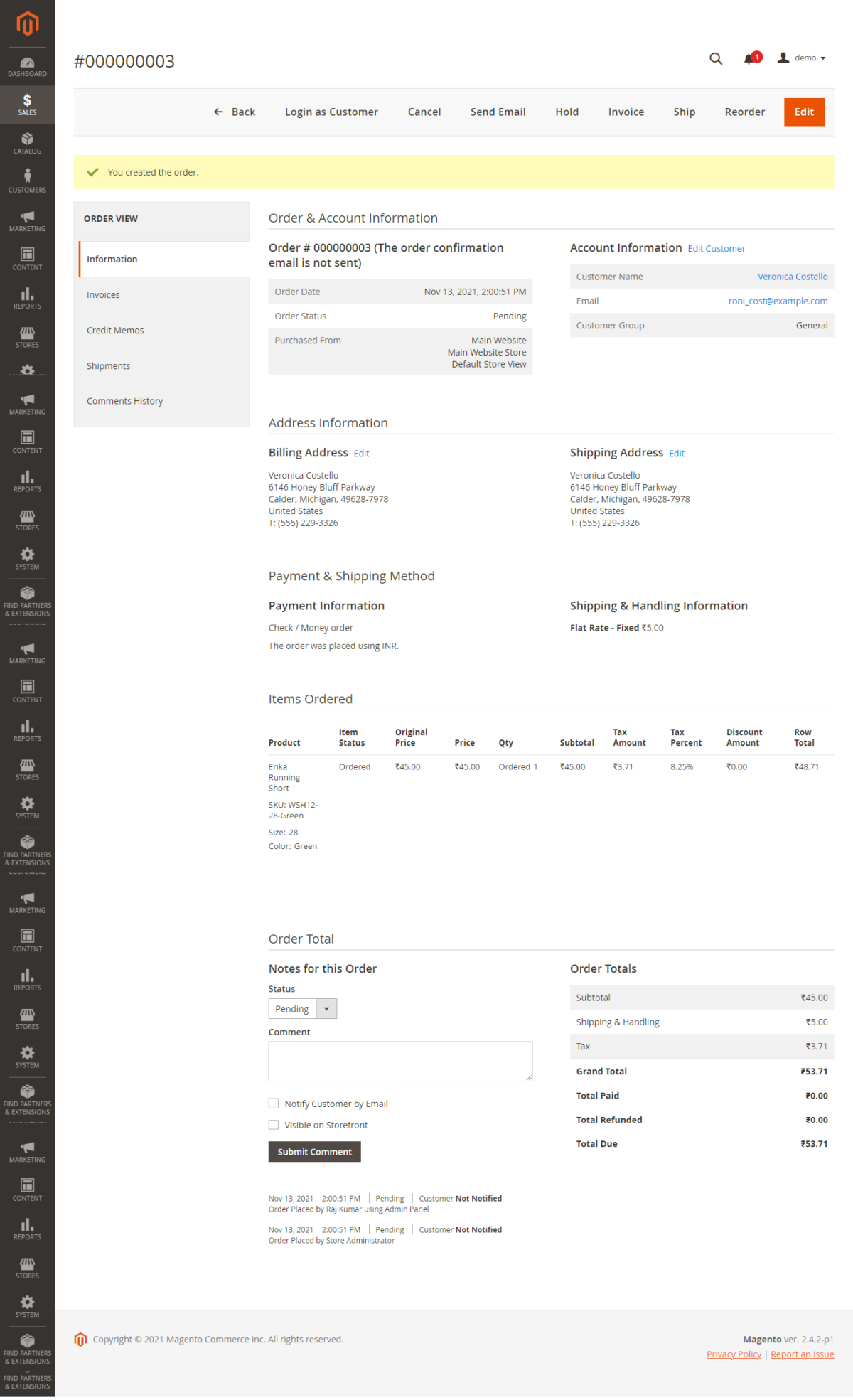How To Create Customer Order in Magento 2.x Admin Panel - MAGE2DB.COM
