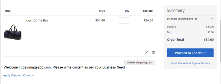 How To Add Custom Block On Cart Page In Magento 2 x MAGE2DB COM