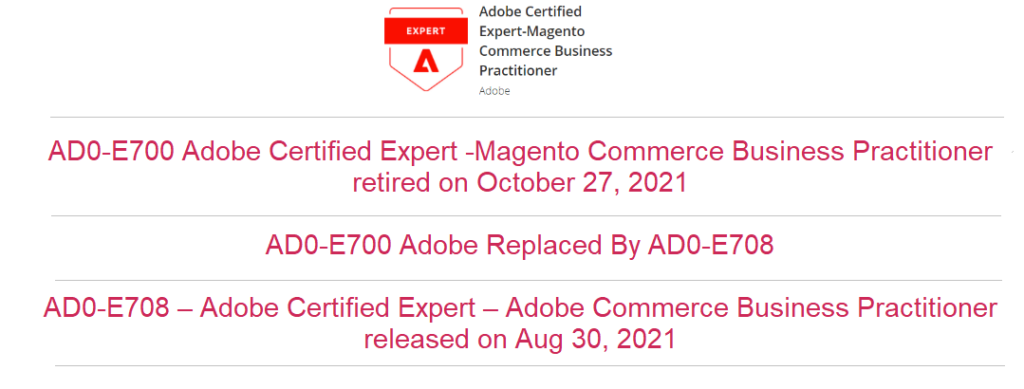 Adobe AD0-E700 Exam Has Been Replaced By AD0-E708 Exam - MAGE2DB.COM