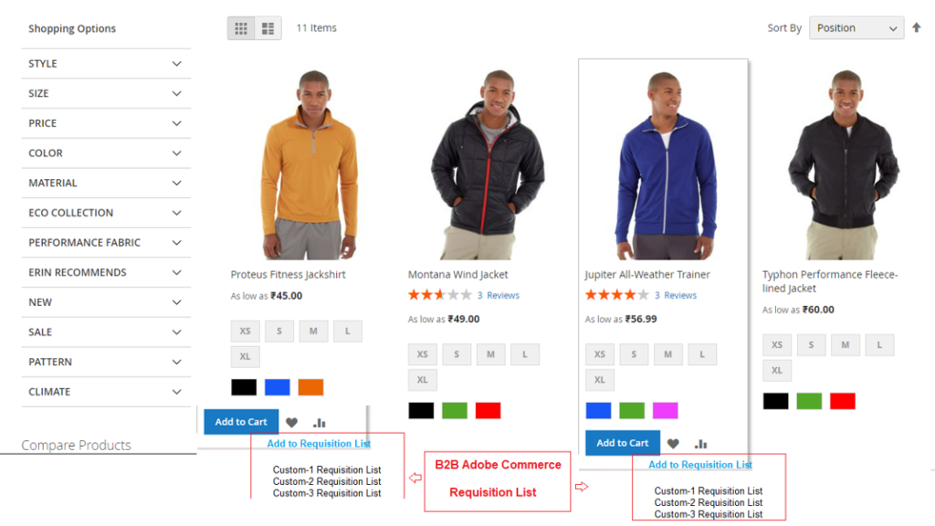 B2B Adobe Commerce Requisition List on on Product Listing Page (Category Page)