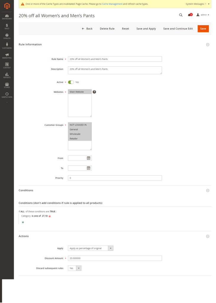 Catalog Price Rules in Magento 2